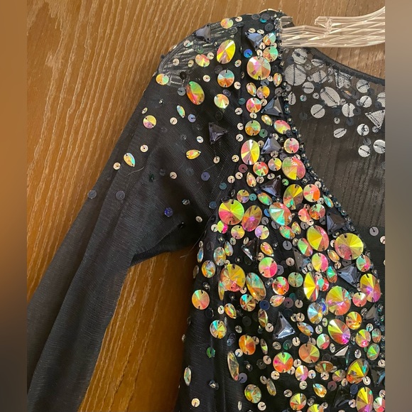 Bling! Bling! big Rhinestone Longsleeve dress Sz-O - Picture 6 of 13